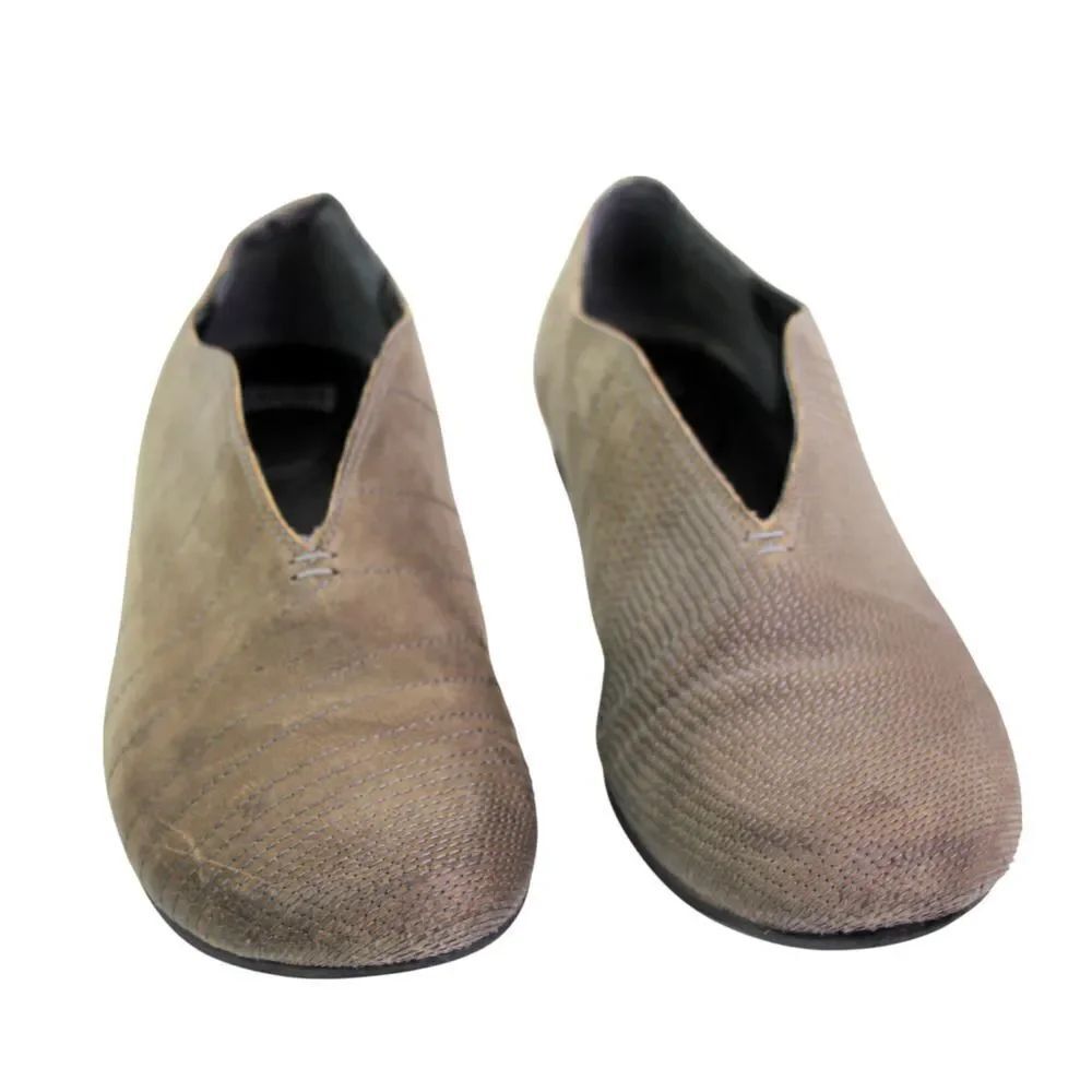 Camper BEIGE REAL LEATHER SUEDE STITCHED LOW HEEL ROUND TOE LOAFER SHOES Sz 38